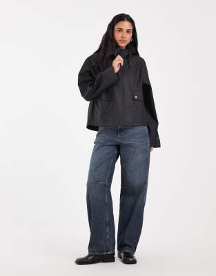 Only Hooded Rain Jacket In Black