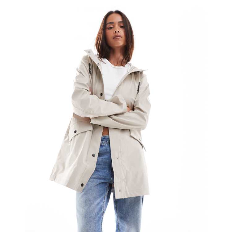 ONLY hooded raincoat in beige ASOS