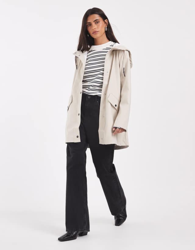 ONLY hooded raincoat in beige | ASOS