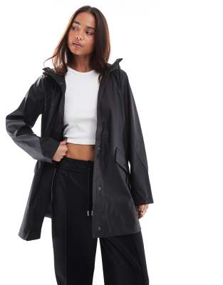 hooded raincoat in black