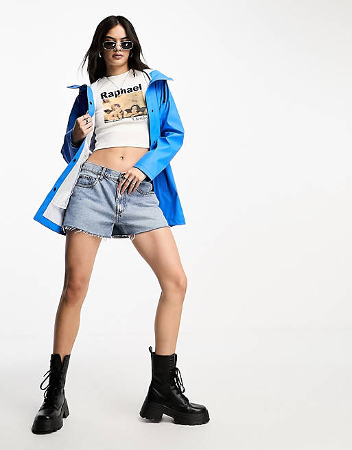Only hooded raincoat in bright blue | ASOS