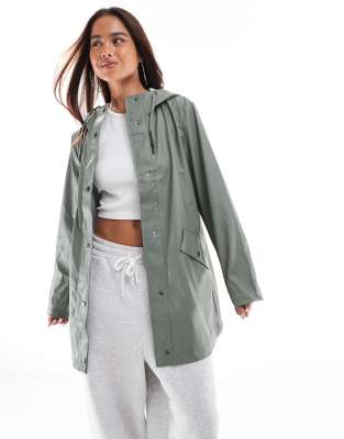 hooded raincoat in light green