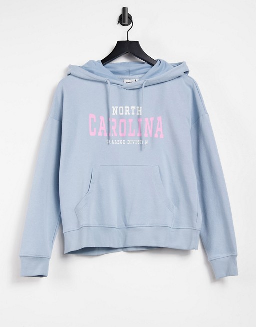 Only hoodie co-ord with college logo in blue