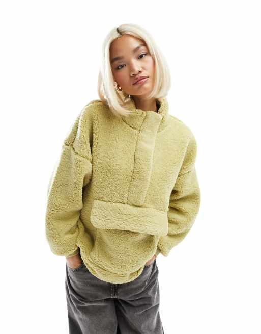 Only - Hoogsluitende fleece in saliegroen 