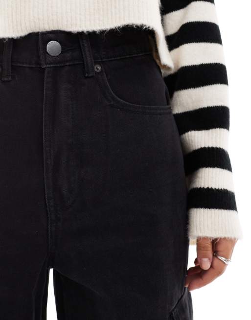 ONLY - Hope - Ekstra højtaljede cargojeans med vidde i sort vask, 4 af 5
