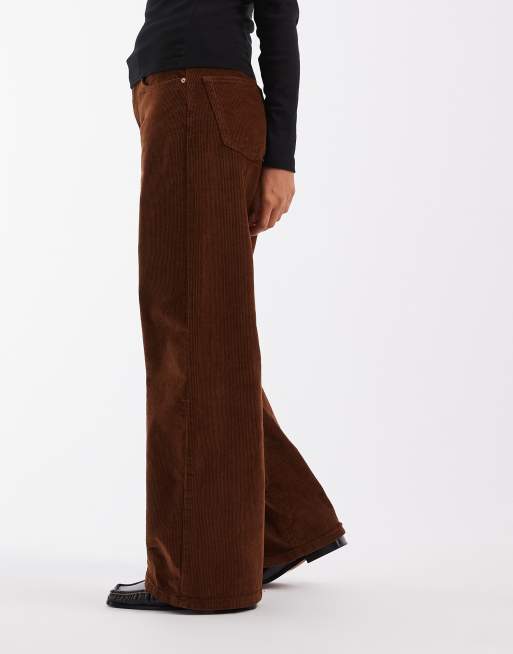 ONLY Hope high waist wide leg cord pants in brown, 5 of 5