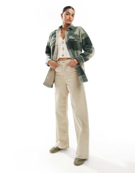 ONLY Hope high waist wide leg corduroy pants in brown - view 1