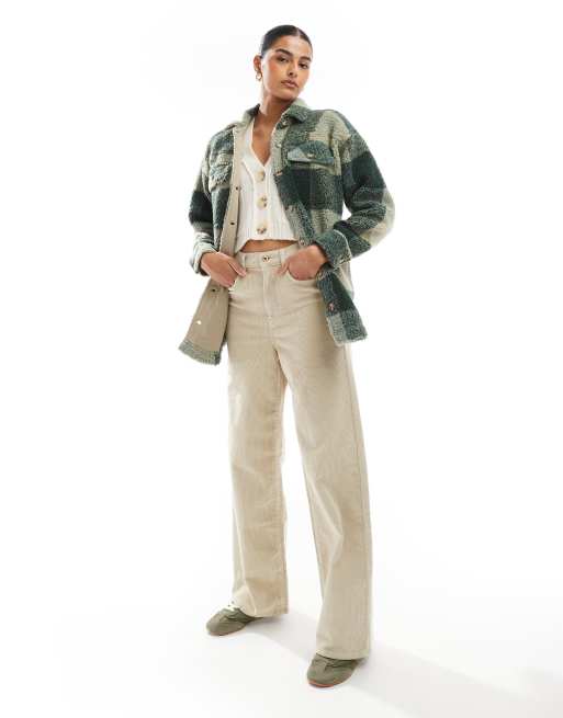 ONLY Hope high waist wide leg corduroy pants in brown 