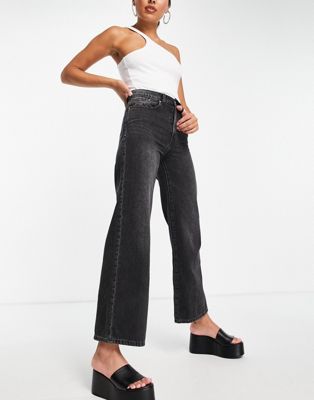 Only Hope high waisted wide leg jeans in black - ASOS Price Checker