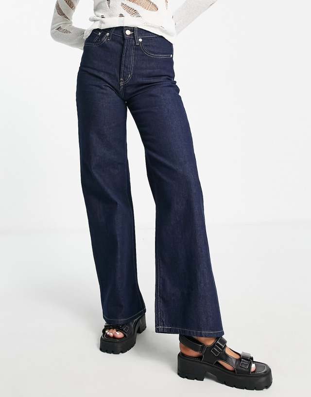 ONLY - hope high waisted wide leg jeans in dark blue