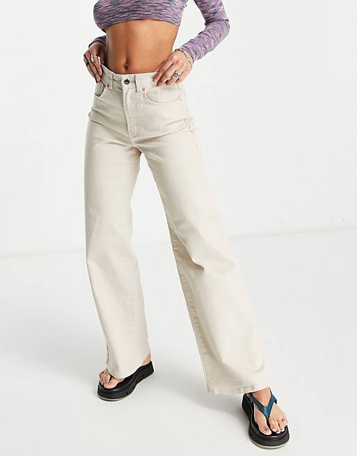 Only Hope high waisted wide leg jeans in ecru | ASOS