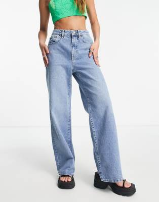 Only Hope High Waisted Wide Leg Jeans In Light Blue