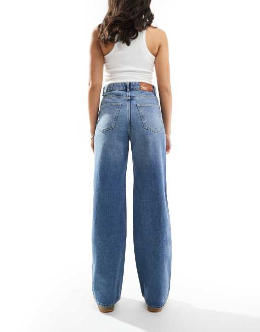 Only Hope high waisted wide leg jeans in light blue 