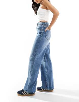 Only Hope high waisted wide leg jeans in light blue