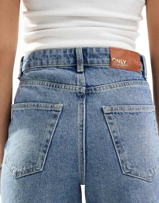Only Hope high waisted wide leg jeans in light blue 