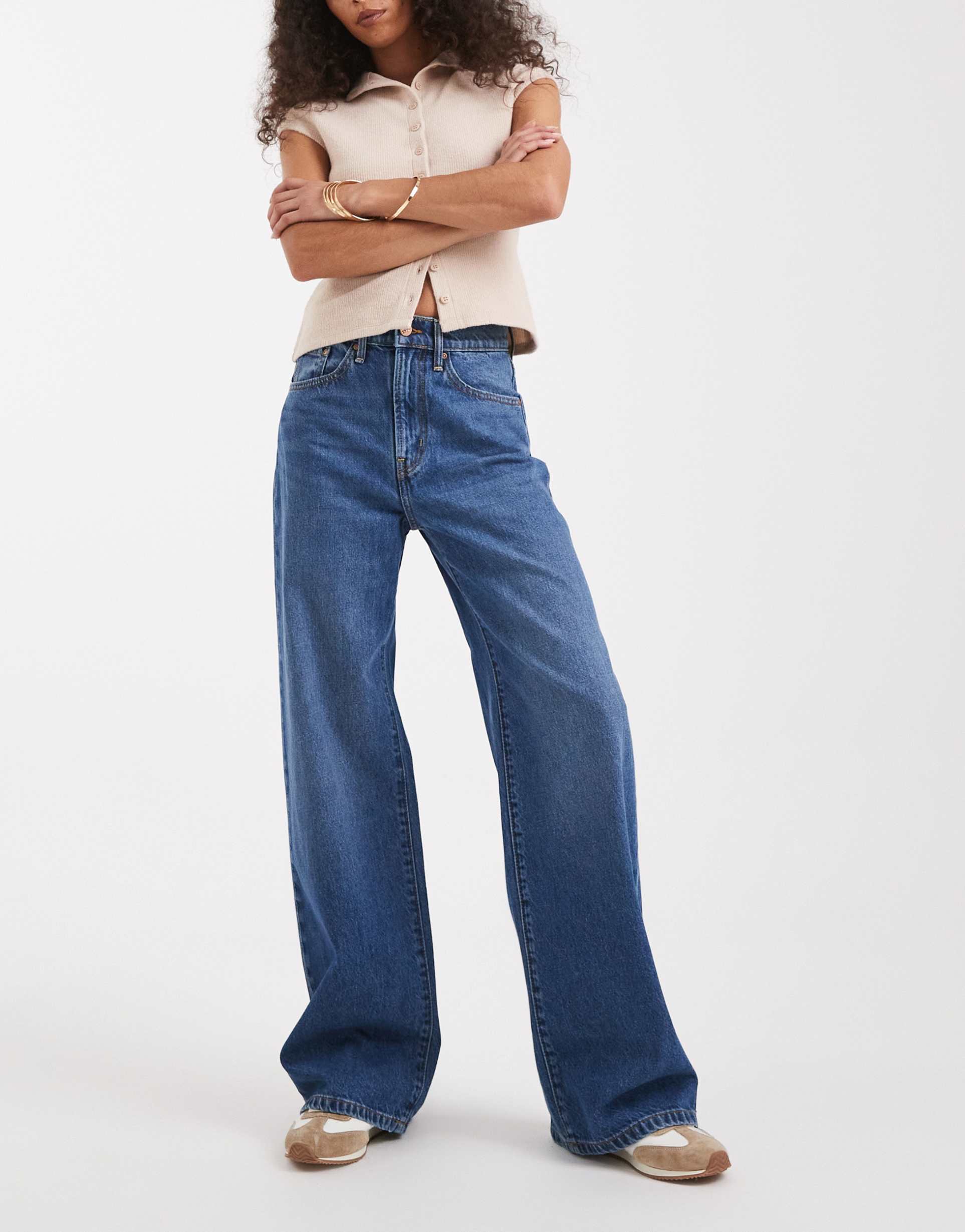 only hope high waisted wide leg jeans in mid blue