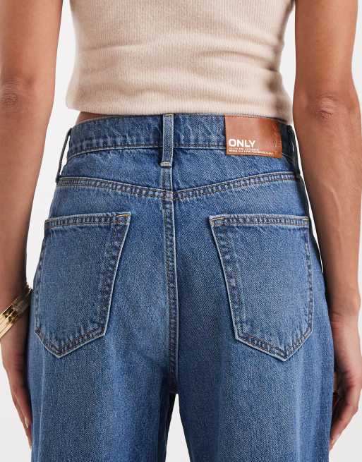 Only Hope high waisted wide leg jeans in mid blue | ASOS