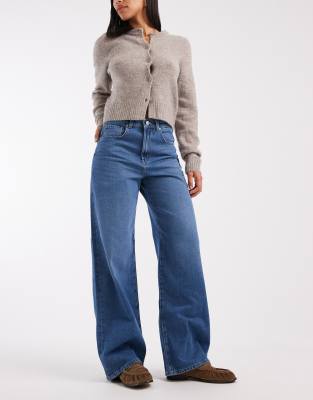 Only Hope High Waisted Wide Leg Jeans In Blue