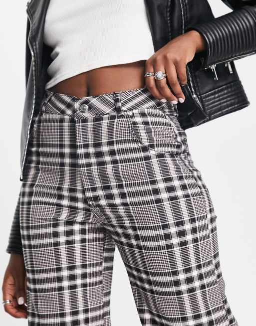 High waisted black on sale and white plaid pants