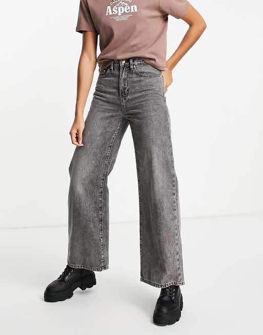Only - Hope - Højtaljede jeans med vidde i grå vask, 4 af 4