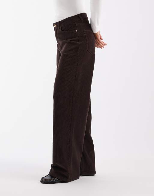 ONLY Hope Hose mit hohem Bund und weitem Bein aus Cord in Dunkelbraun, 4 von 5
