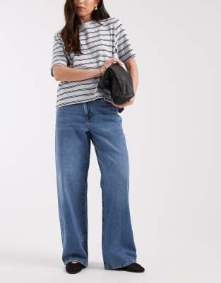 Hope - Jean ample à taille mi-haute et boutons - Bleu moyen W26 L32