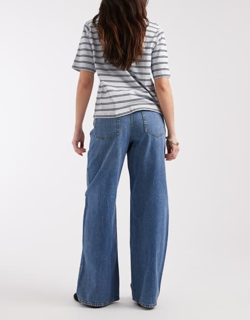 Only - Hope - Jean ample à taille mi-haute et boutons - Bleu moyen , 3 de 5