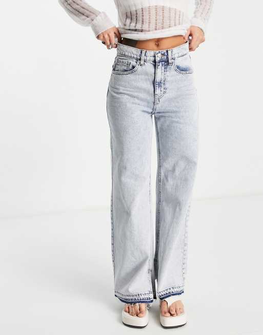 Only - Hope - Jeans met wijde pijpen en acid wash zoom in gebleekte wassing