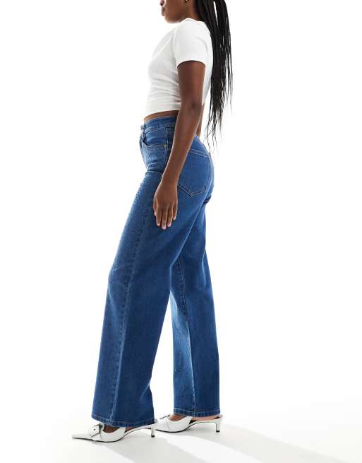 ONLY - Hope - Jeans met wijde pijpen en strass steentjes in middenblauw, 2 van 5