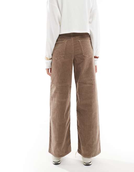 ONLY - Hope - Pantalon ample à taille haute en velours côtelé - Marron , 4 de 5