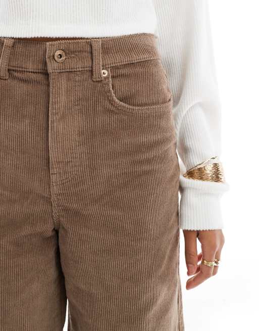 ONLY - Hope - Pantalon ample à taille haute en velours côtelé - Marron , 5 de 5