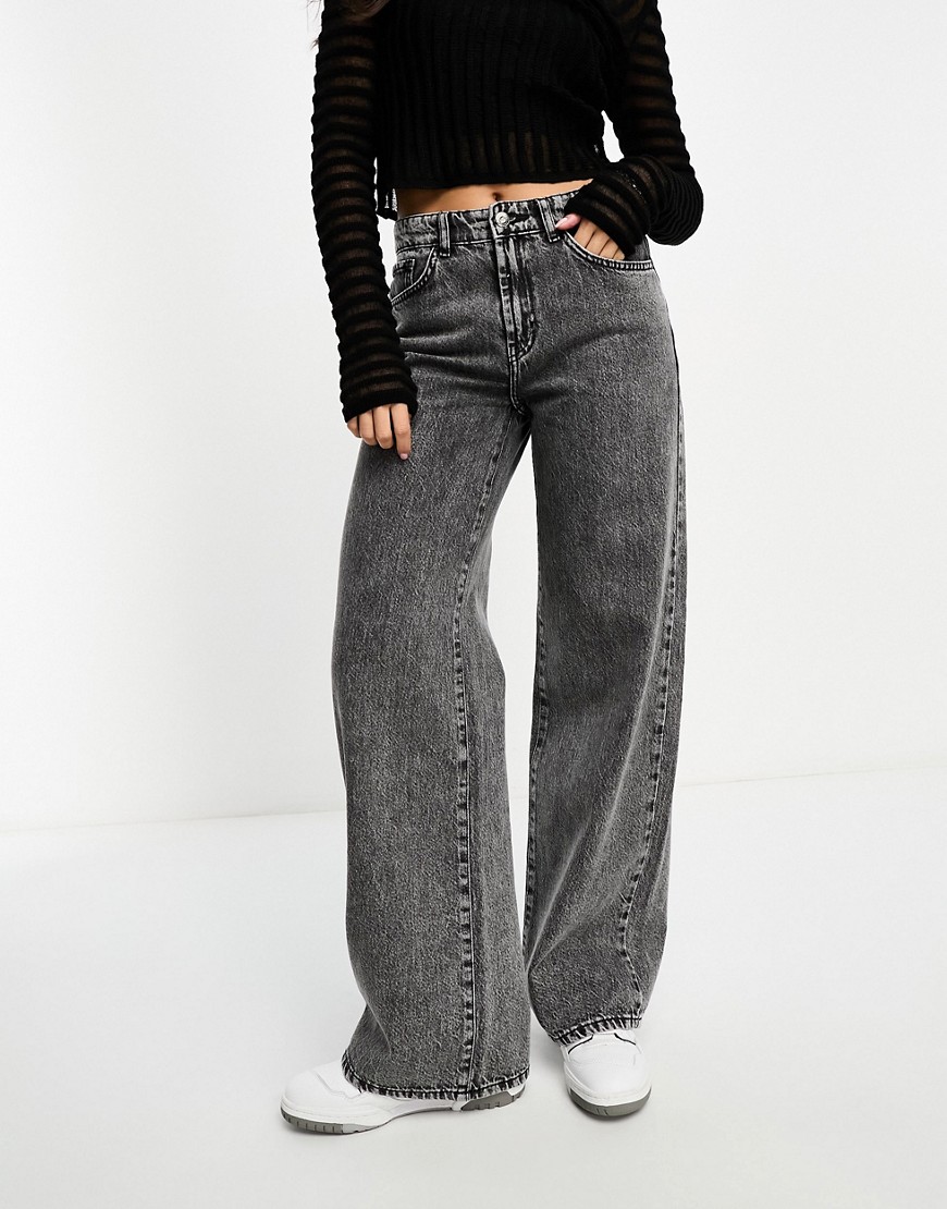 Only Hope Wide Leg Jeans In Acid Wash Gray | ModeSens