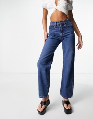 Only Hope Wide Leg Jeans In Mid Blue-blues | ModeSens