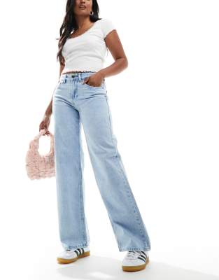 Hope wide leg jeans in pale authentic acid wash-Blue