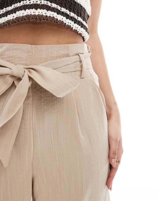 ONLY – Hose in Beige mit weitem Bein und Kordelzugbund, 4 von 5