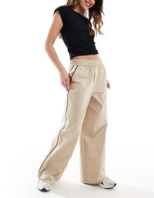 ONLY - Hose in Beige mit weitem Bein und Paspelierung-Neutral