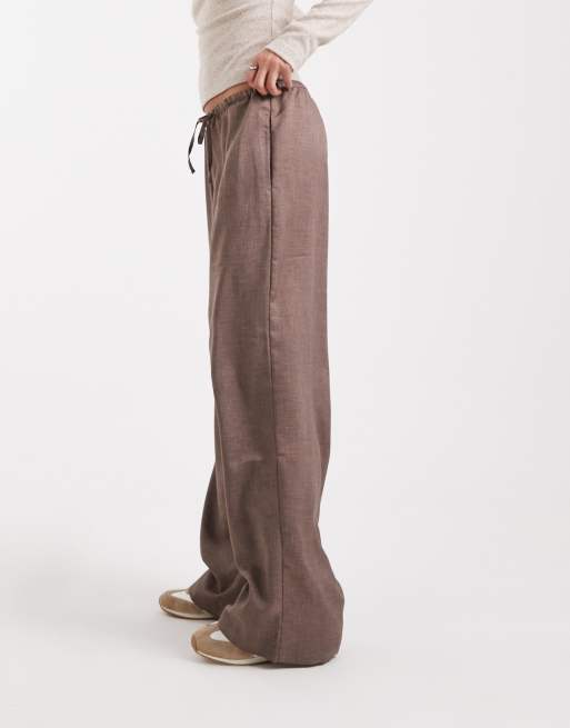 ONLY – Hose in Braun mit weitem Bein und Kordelzug, 5 von 5