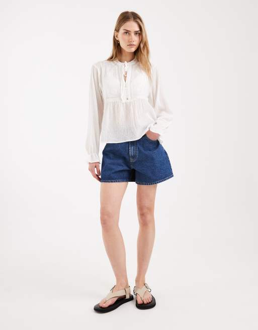 ONLY - Hvid bluse med blomsterbroderinger, 4 af 4