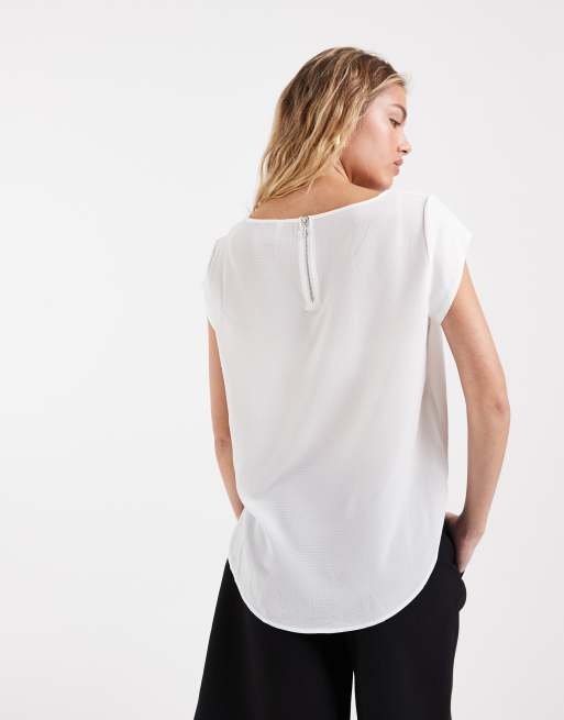 Only - Hvid bluse med lynlås bagpå , 3 af 4