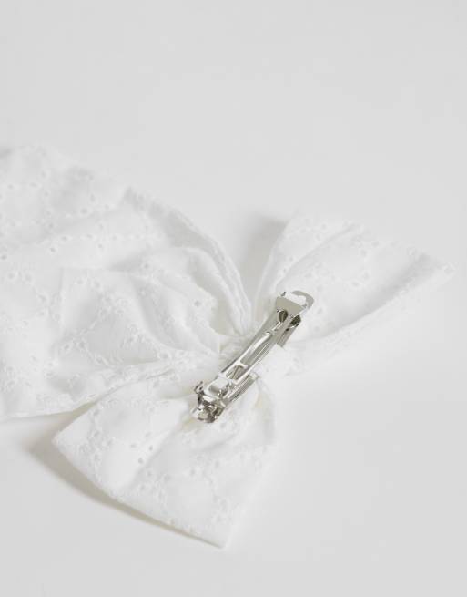 ONLY - Hvid hårklemme med broderet sløjfe, 3 af 3