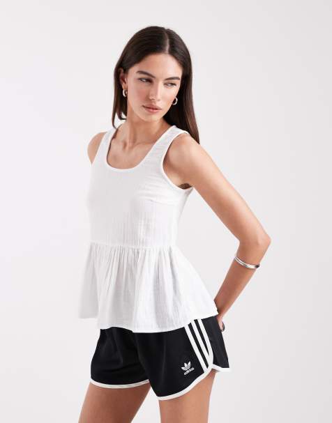 ONLY - Hvid ærmeløs top med peplum-kant i ostelærred - view 1