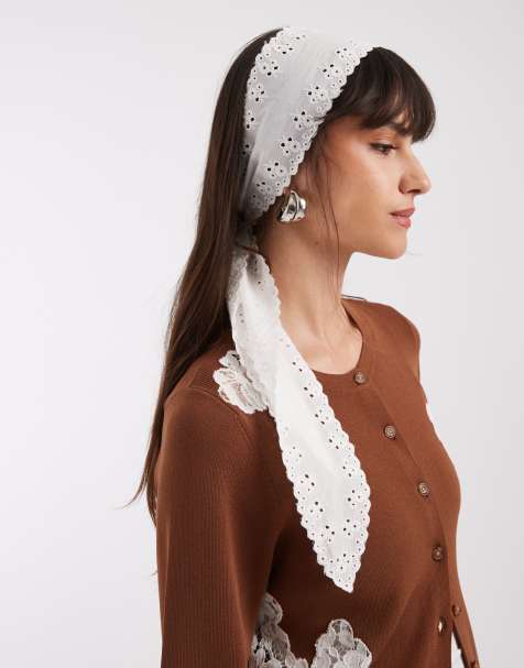 ONLY - Hvidt lille tørklæde med broderie anglaise-detaljer - view 1