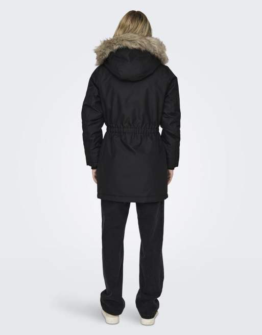 ONLY Iris faux fur winter parka in black, 2 of 7