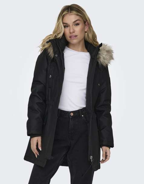 ONLY Iris parka d'hiver en faux-fur noire - view 1