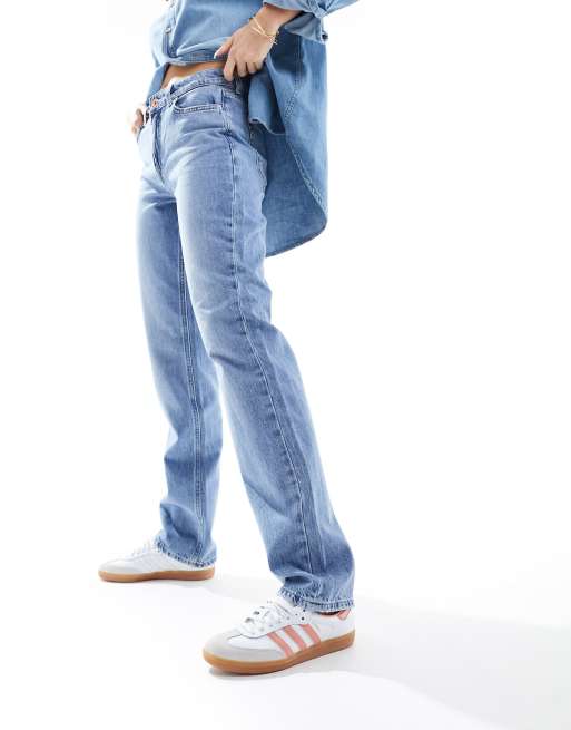 ONLY Jaci mid rise straight jeans in light blue wash , 5 of 5