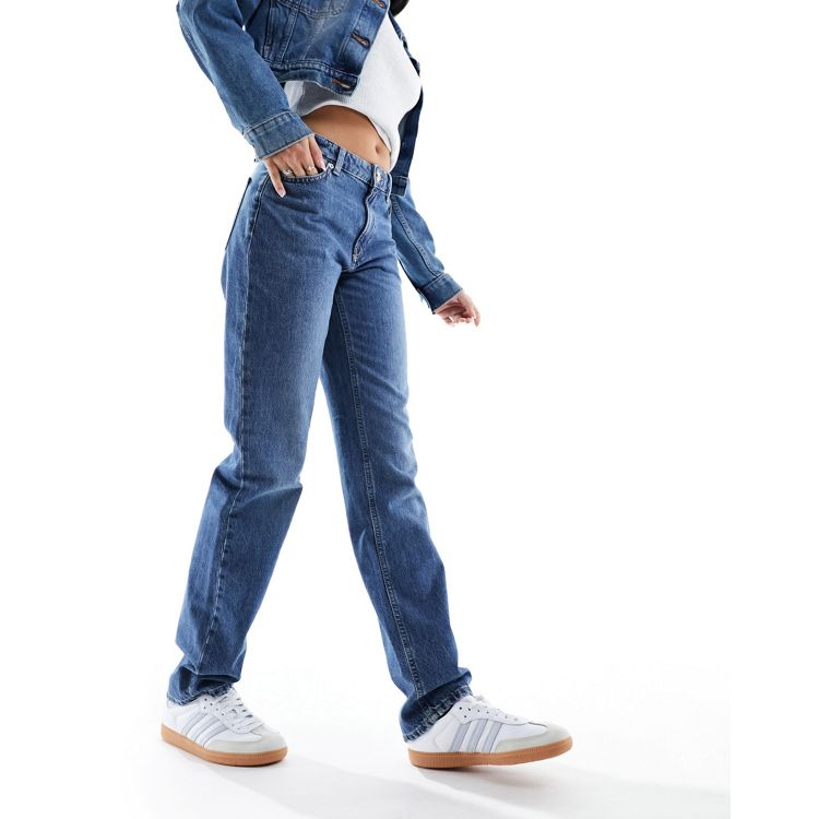 Kalendar Jeans Womens Size 12 Blue Straight Leg Ankle Low Rise Pants 
