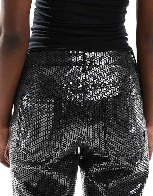 ONLY – Jaci – Svarta, paljettutsmyckade jeans med raka ben och medelhög midja, 4 av 5
