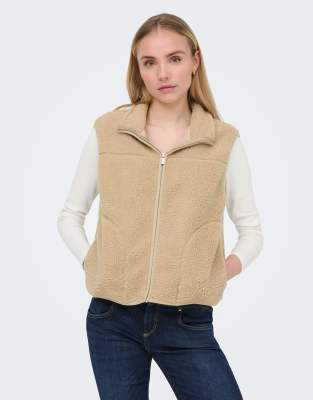Jacke aus Teddyfell in Maisgelb-Braun Braun 42