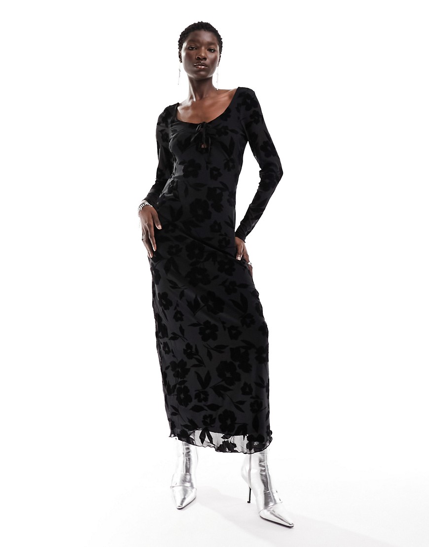 ONLY jacquard floral maxi dress in black
