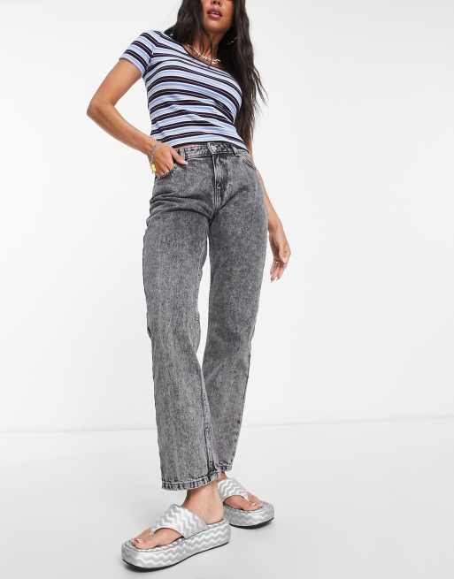 ONLY Dark Grey Stretch High Waist Straight Leg Jeans